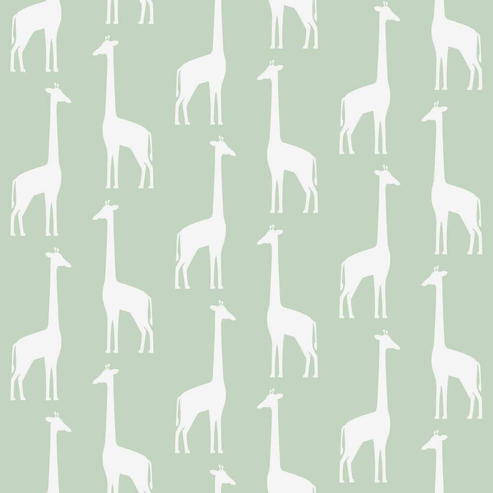 Chesapeake Vivi Sage Giraffe Wallpaper, 20.9-in by 33-ft