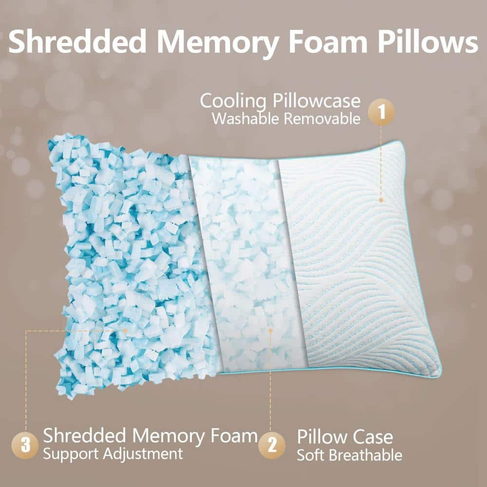 King Size Cooling Memory Foam Firm Sleeping Pillows Set