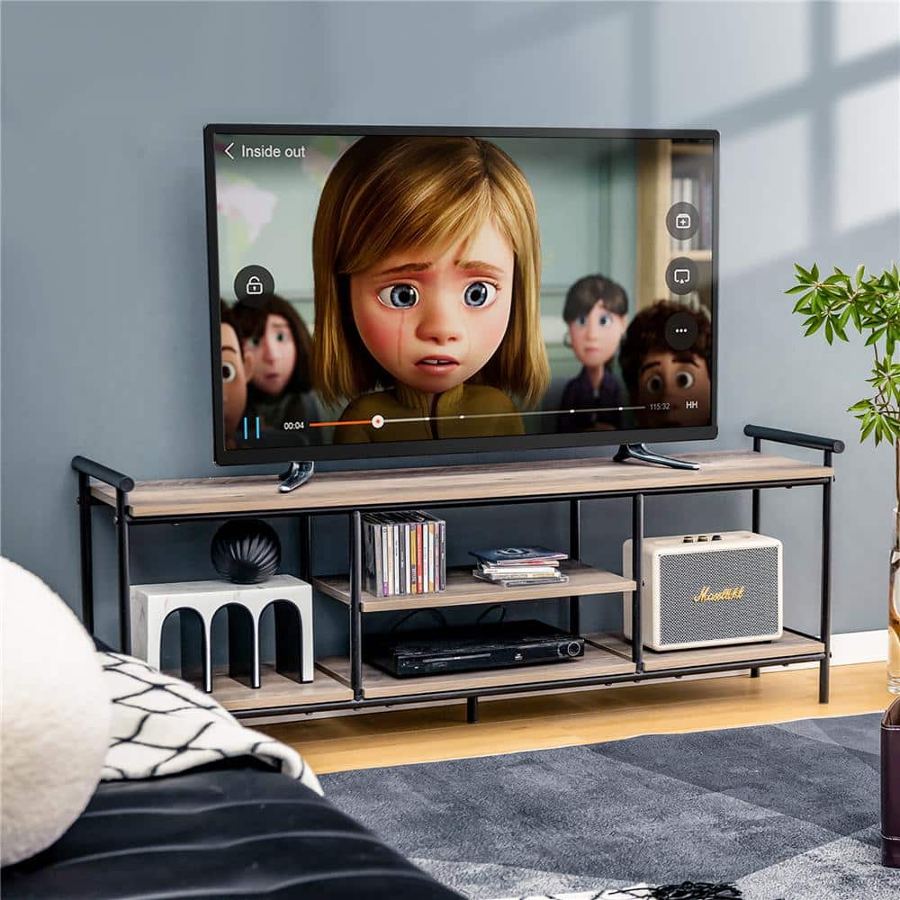 Costway Industrial TV Stand for TV's up to 60'' Media Center Console Table w/ Open Shelf