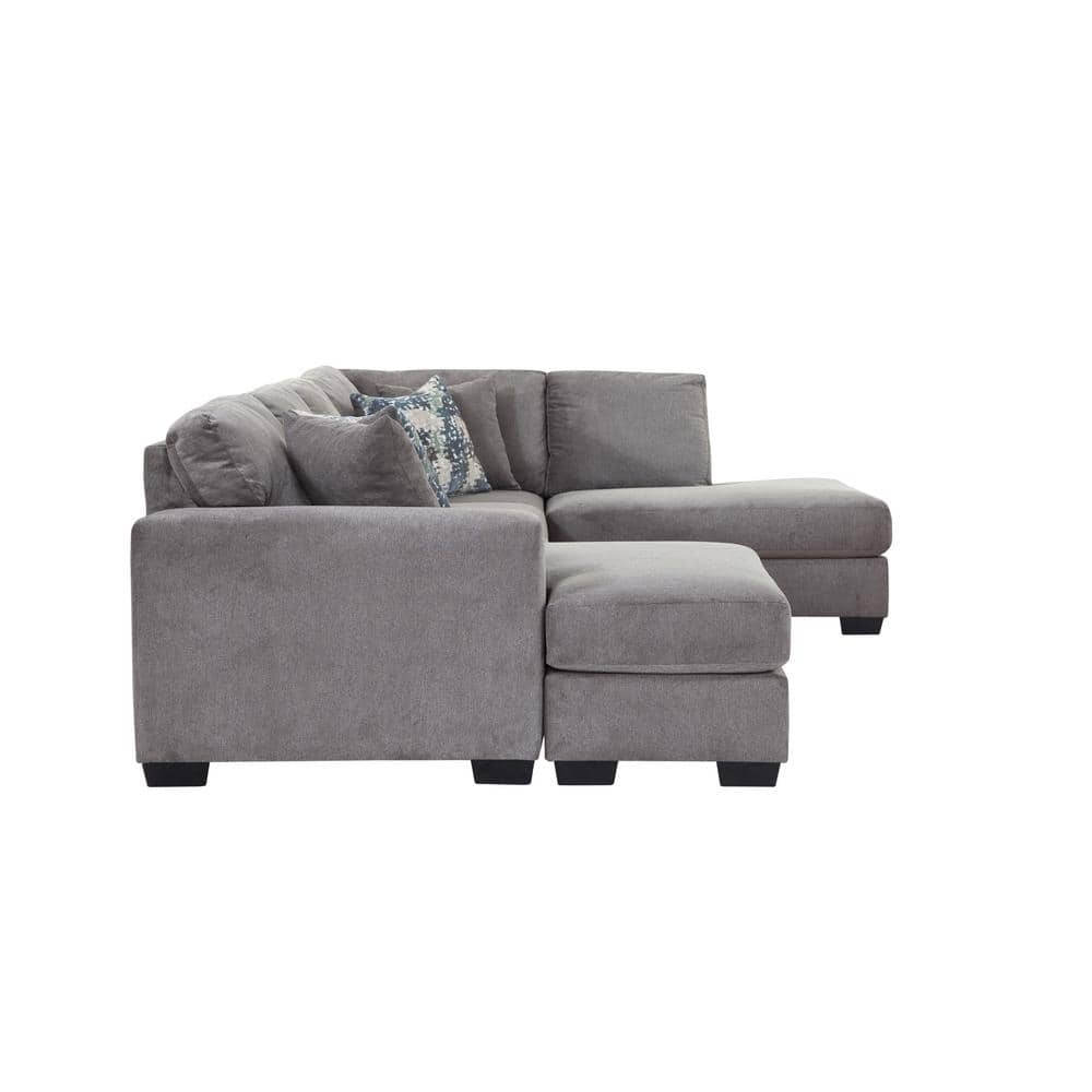 American Furniture Classics Graphite U Shaped Sectional with 4 Throw Pillows