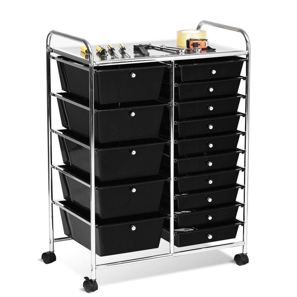 15-Drawer Utility Rolling Organizer Cart Multi-Use Storage