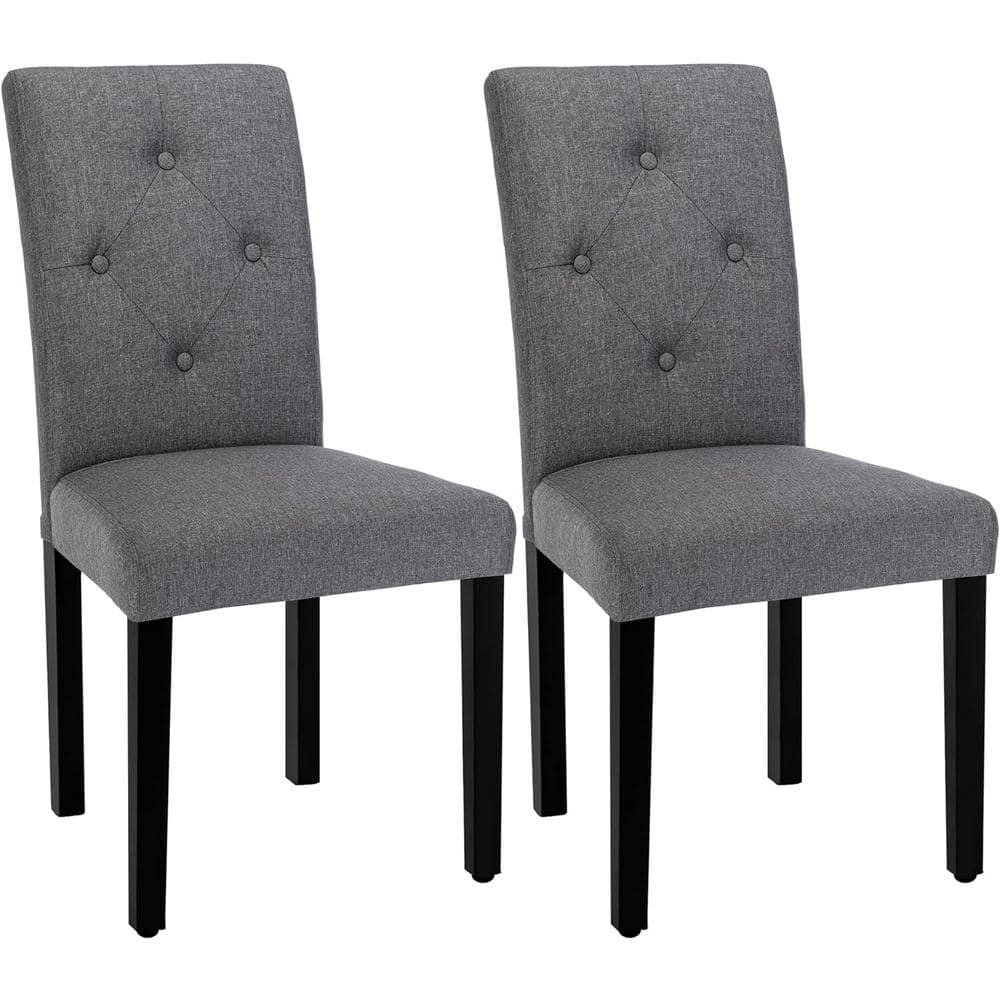 Gray Linen Upholstered High Back Parsons Side Chair Set