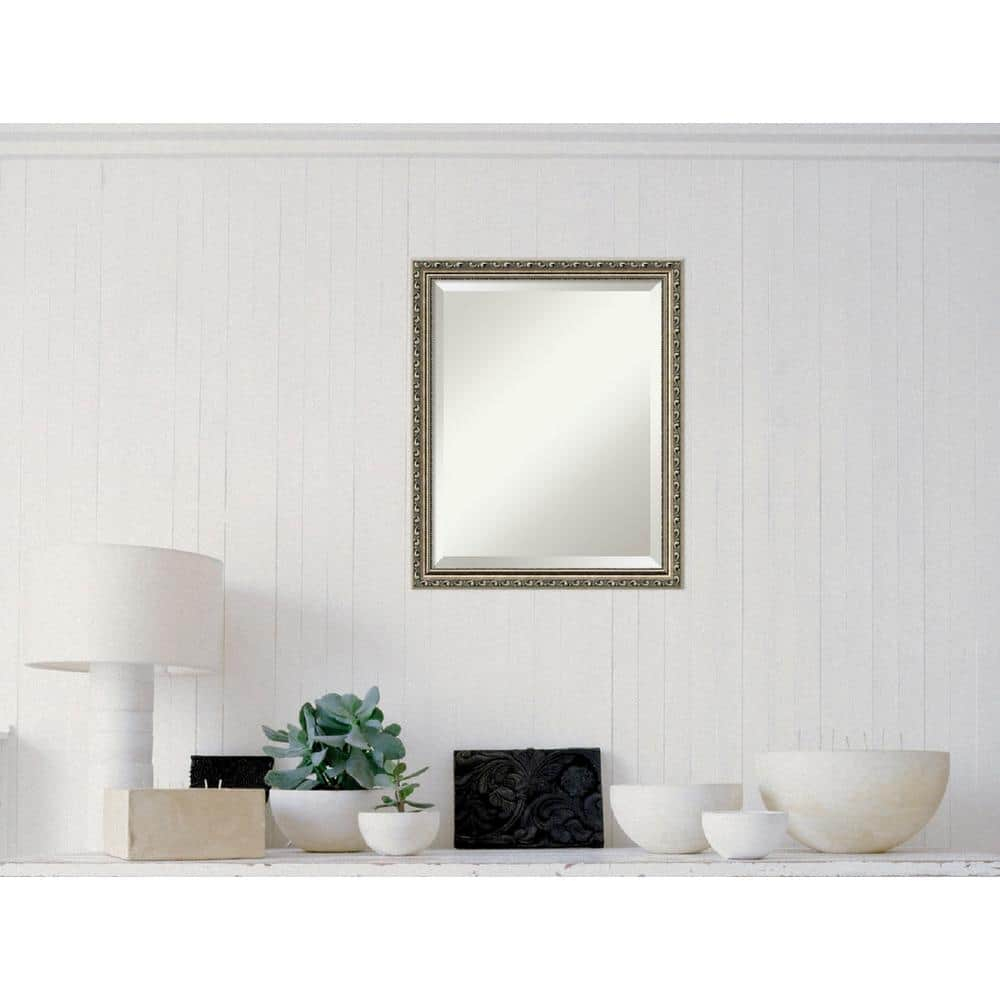Amanti Art Parisian Silver Beveled Wood Wall Mirror 22.25 x 18.25 in.