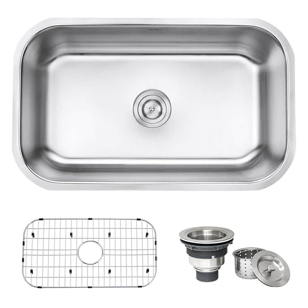30 in. Undermount 16 Gauge Stainless Steel Kitchen Sink Single Bowl