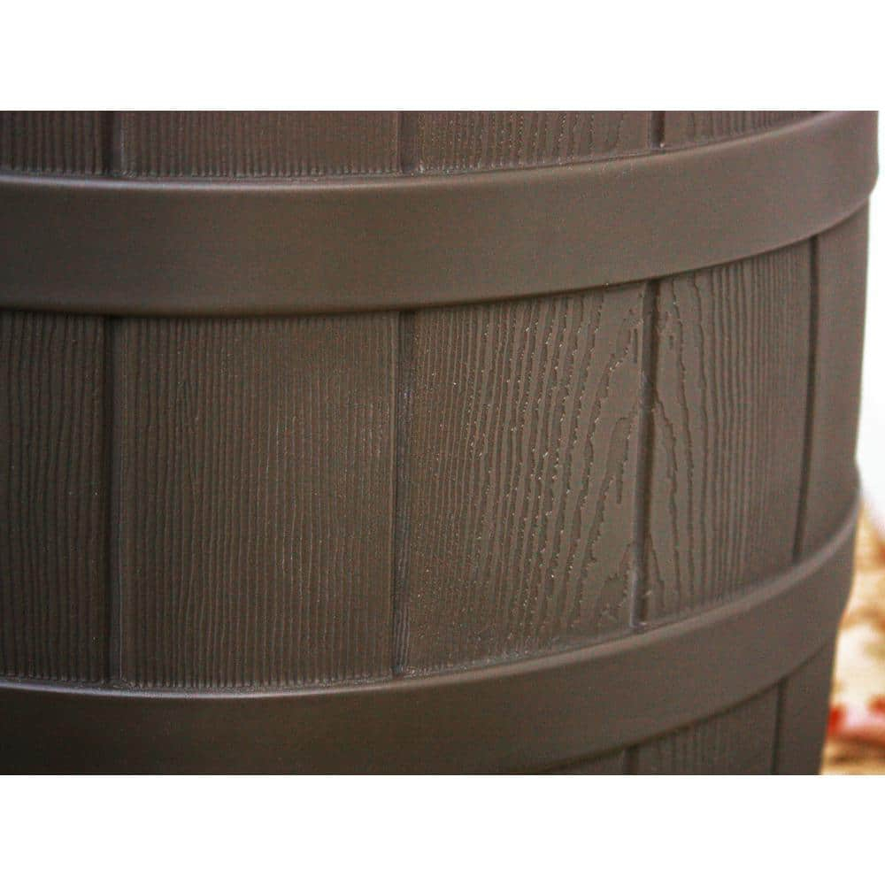 Oak Faux Wood 40-Gallon Rain Barrel with Flat-Back Design