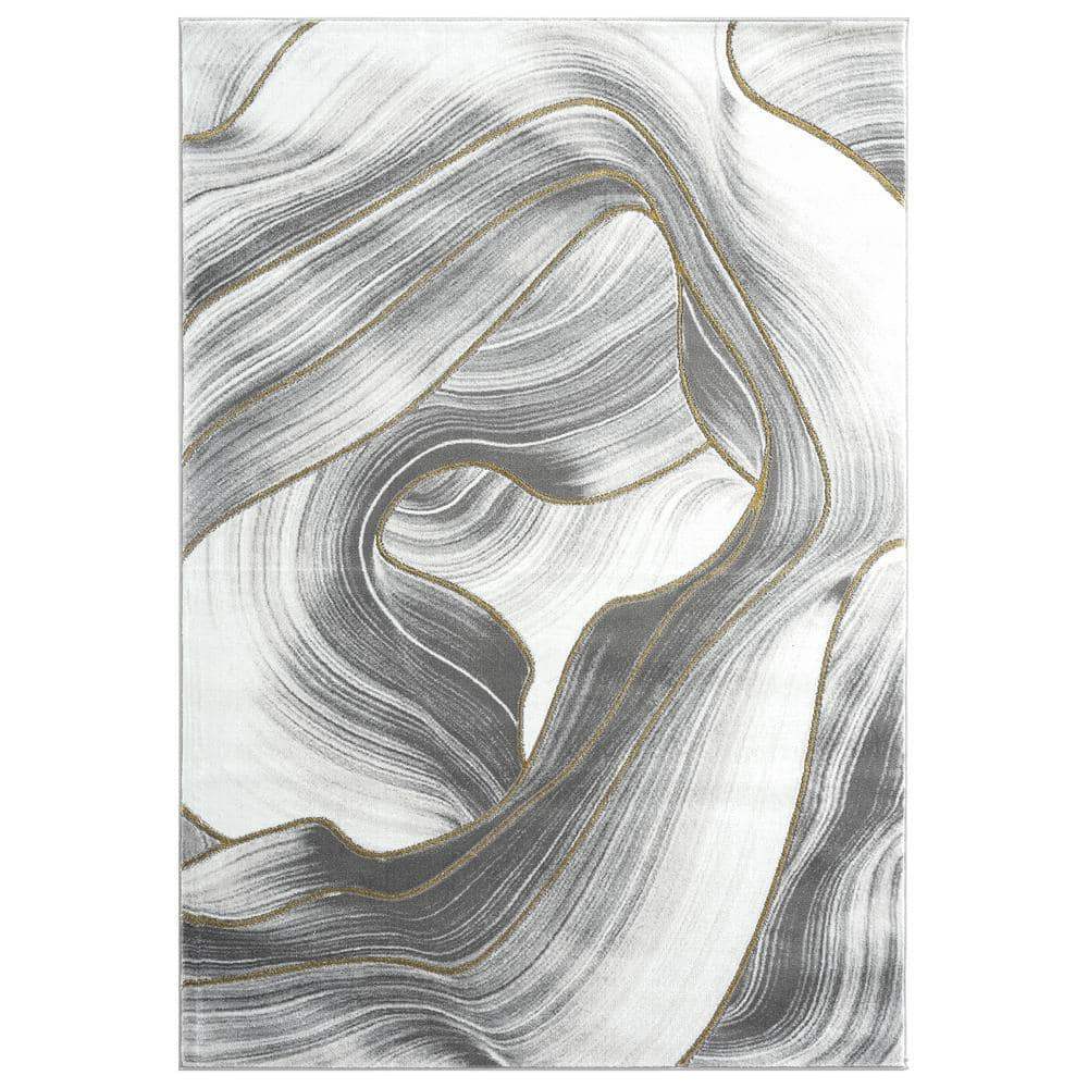 Abani Luna Collection Area Rug Mid Century Modern Bedroom Living Room Decor Floor Rug 6 x 9 Grey