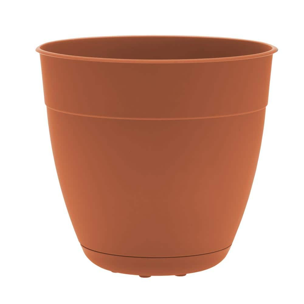 Bloem Dayton Planter With Saucer: 12" - Terra Cotta - 100% Recycled Plastic Pot, Removable Saucer, Elevated Feet, For Indoor and Outdoor Use, Gardening, 3 Gallon Capacity