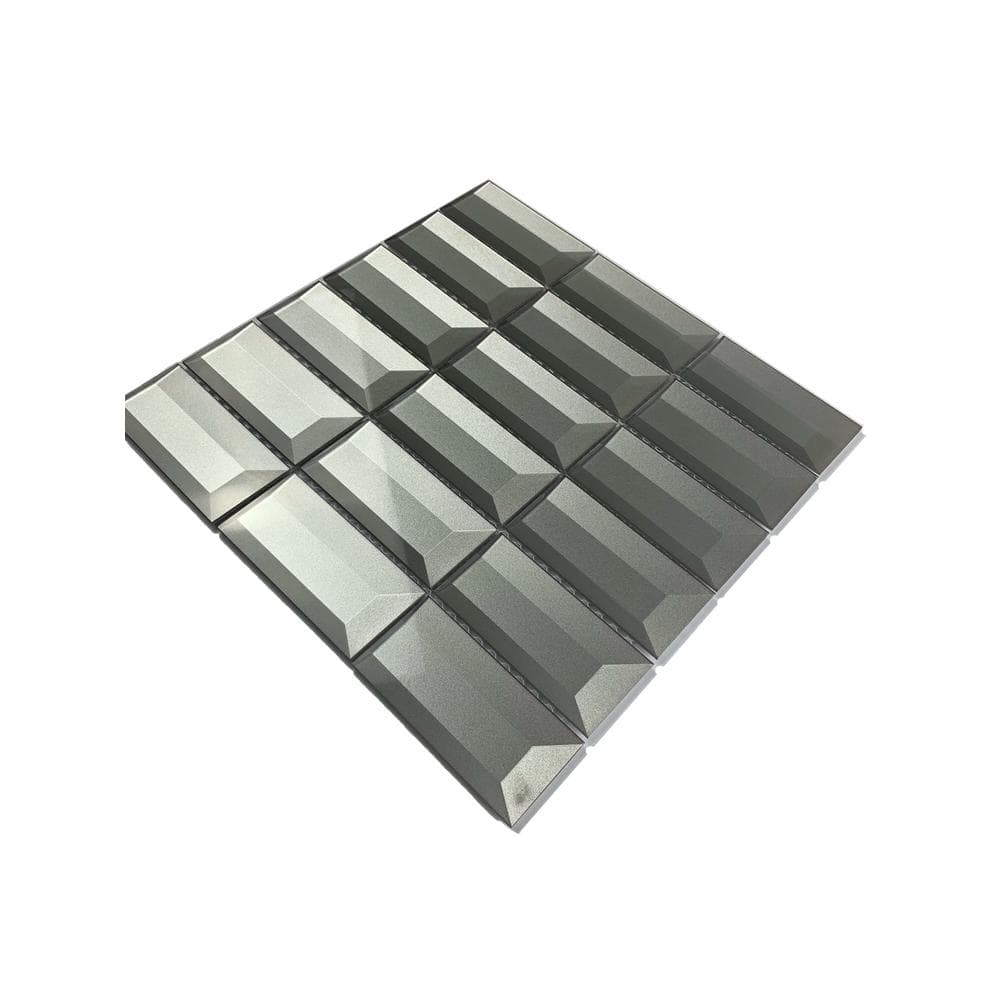 Abolos- Secret Dimensions 3" x 6" Glass Subway Tile in Glossy Dark Gray (14sf, 8pc Per Pack)