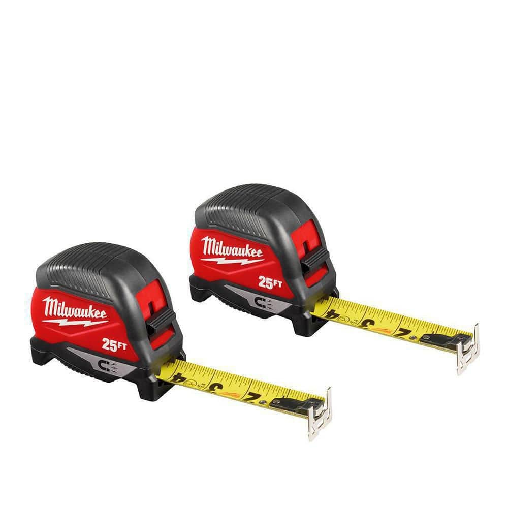 Milwaukee 48-22-1025MG 25' Compact Magnetic Tape Measure, 2 Pack