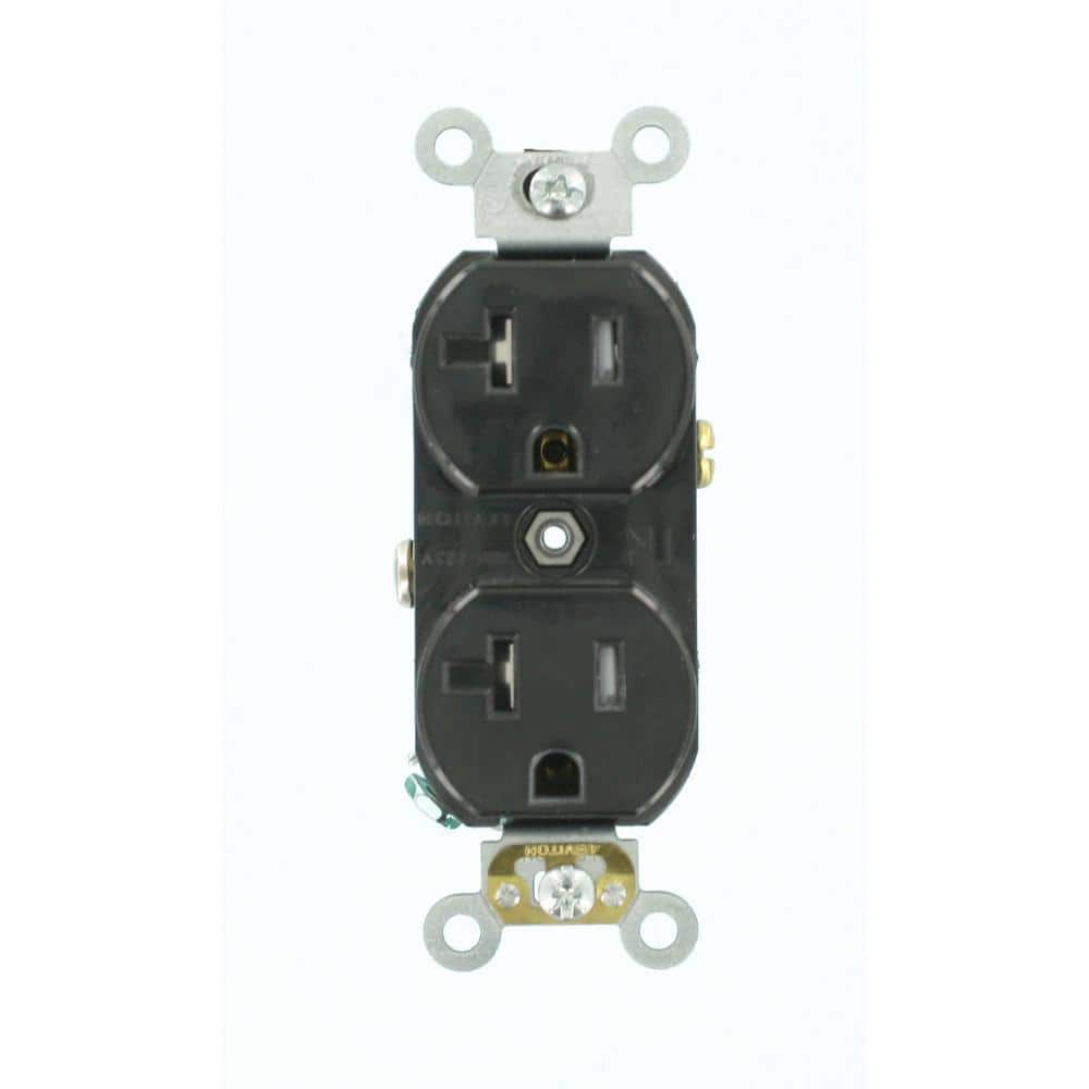 20 Amp 125 V Commercial Grade Tamper Resistant Duplex Outlet/Receptacle, Black (1-Pack) TCR20-E