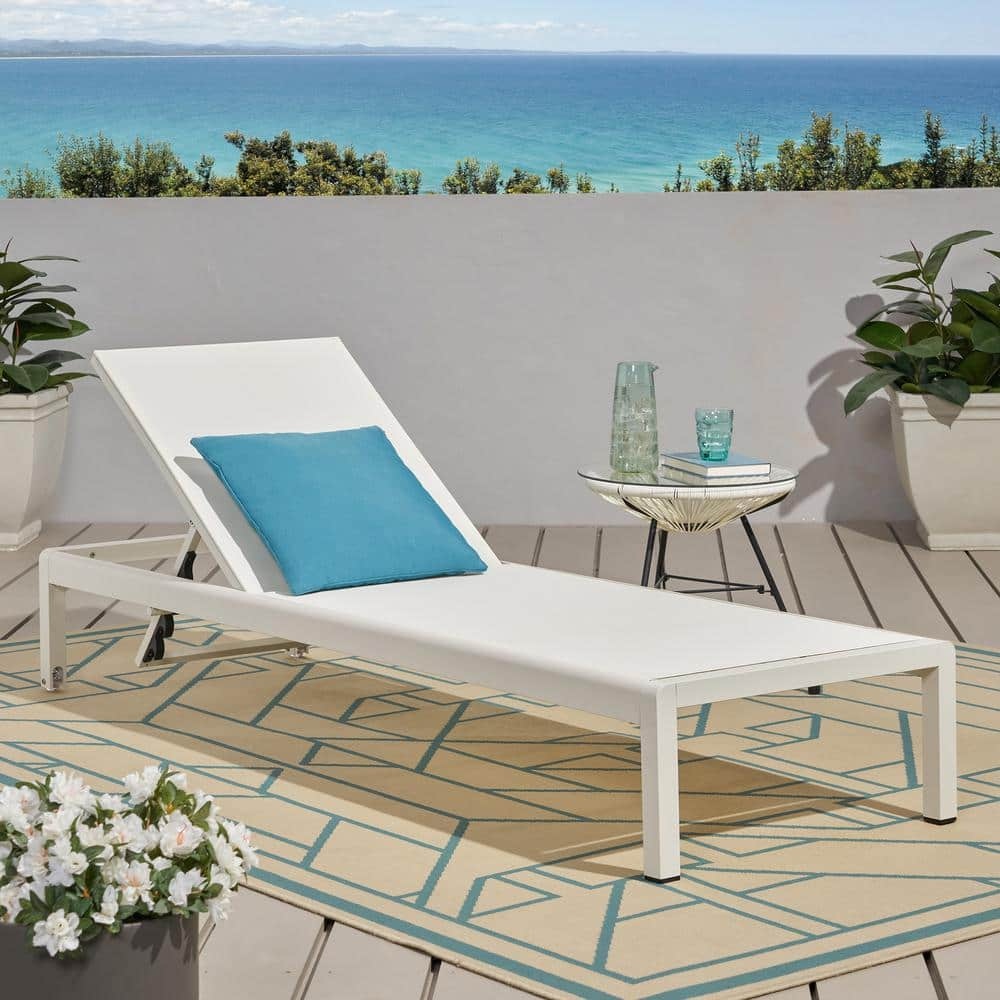 Noble House Cape Coral Outdoor Chaise Lounge White