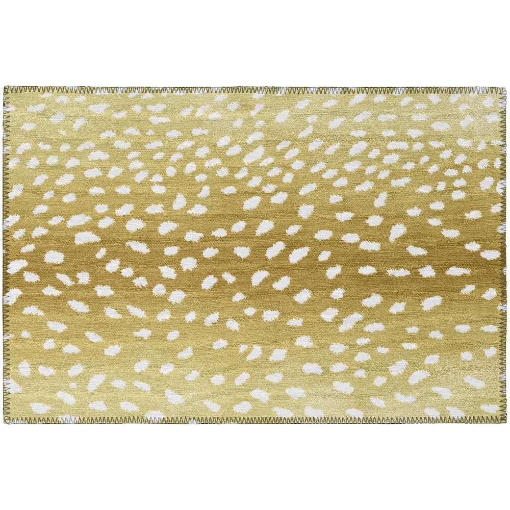 Addison Rugs Indoor/ Outdoor Addison Safari Gazelle Animal Print Washable Area Rug 1'8" x 2'6" - Gilded