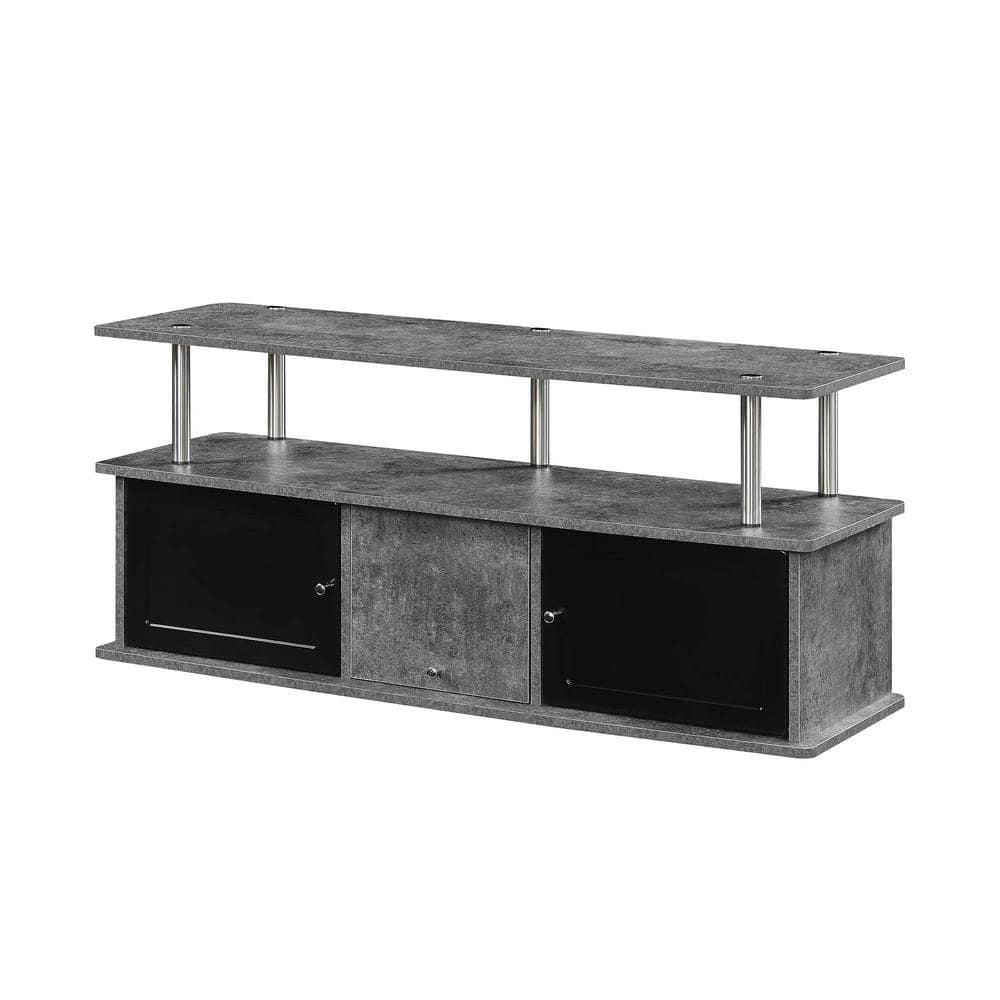 Designs2Go TV Stand with 3 Storage Cabinets and Shelf for TVs up to 55 inches, Cement