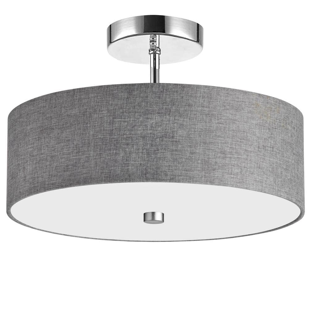 Dainolite - Everly - 3 Light Semi-Flush Mount-Polished Chrome Finish-Grey Shade