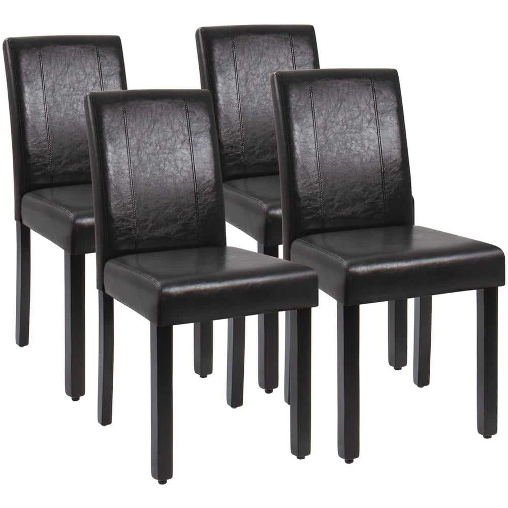 JUMMICO Dining Chair PU Leather Living Room Chairs Modern Kitchen Armless Side Chair with Solid Wood Legs Set of 4(Grey)