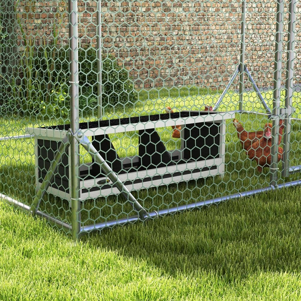 Gray Wooden 3-Hole Chicken Nesting Box with Asphalt Roof