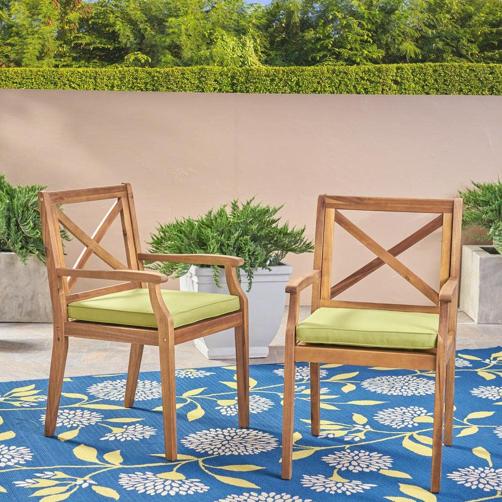Trilenars Dining Chairs Set Of 2, Kitchen Armchair With Waterproof Fabric Cushions, Wooden Arm And Frame, Multifunctional Kitchen Dining Chair For Restaurant