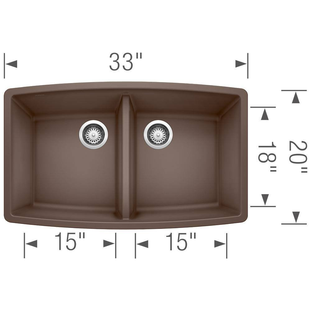 Performa SILGRANIT 33" L x 19" W Double Bowl Undermount Kitchen Sink