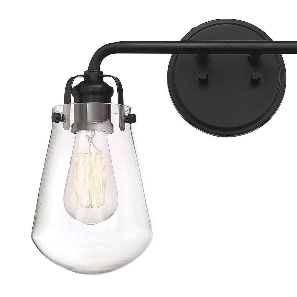 Elliott Vintage Matte Black 2-Light Bath Vanity Wall Sconce