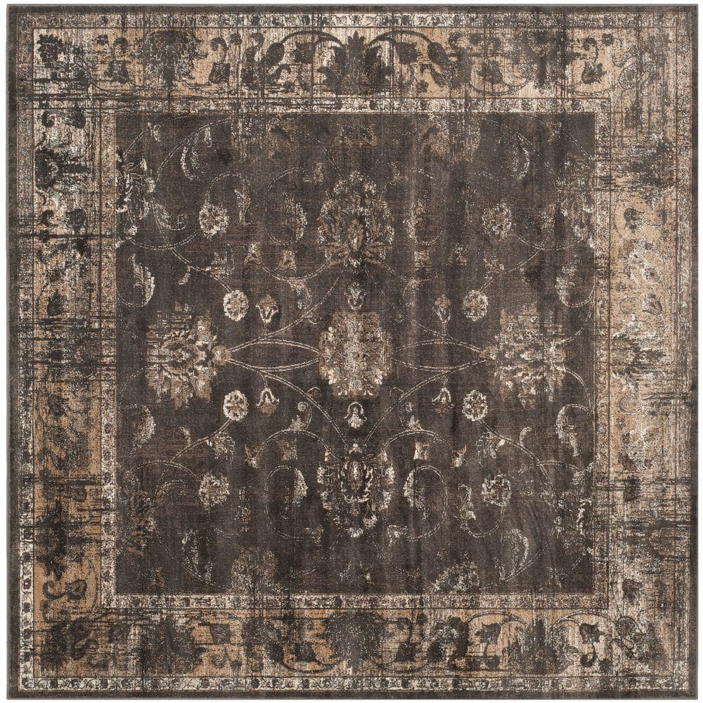 SAFAVIEH Vintage Jaxon Traditional Area Rug, Soft Anthracite, 8' x 8' Square