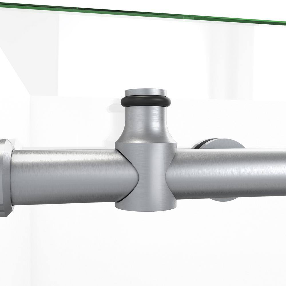 Clear Sliding Frameless Shower Door with Brushed Stainless Steel Frame