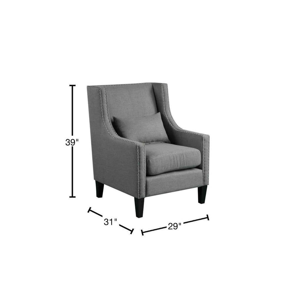 Best Master Furniture Glenn 20" Transitional Fabric Arm Chair in Dark Gray
