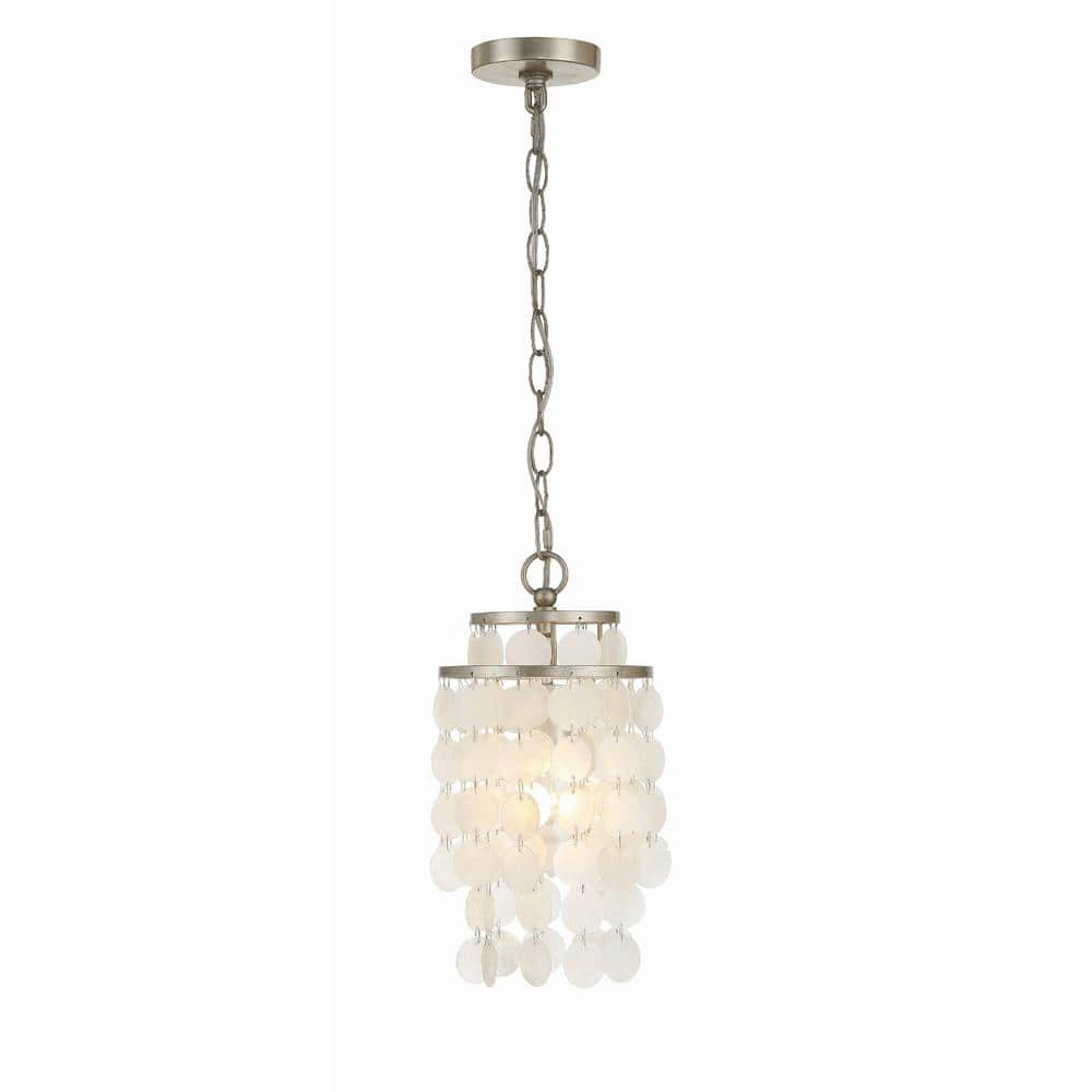 Crystorama Brielle 1 Light Antique Silver Mini Chandelier - 7'' W x 14.5'' H