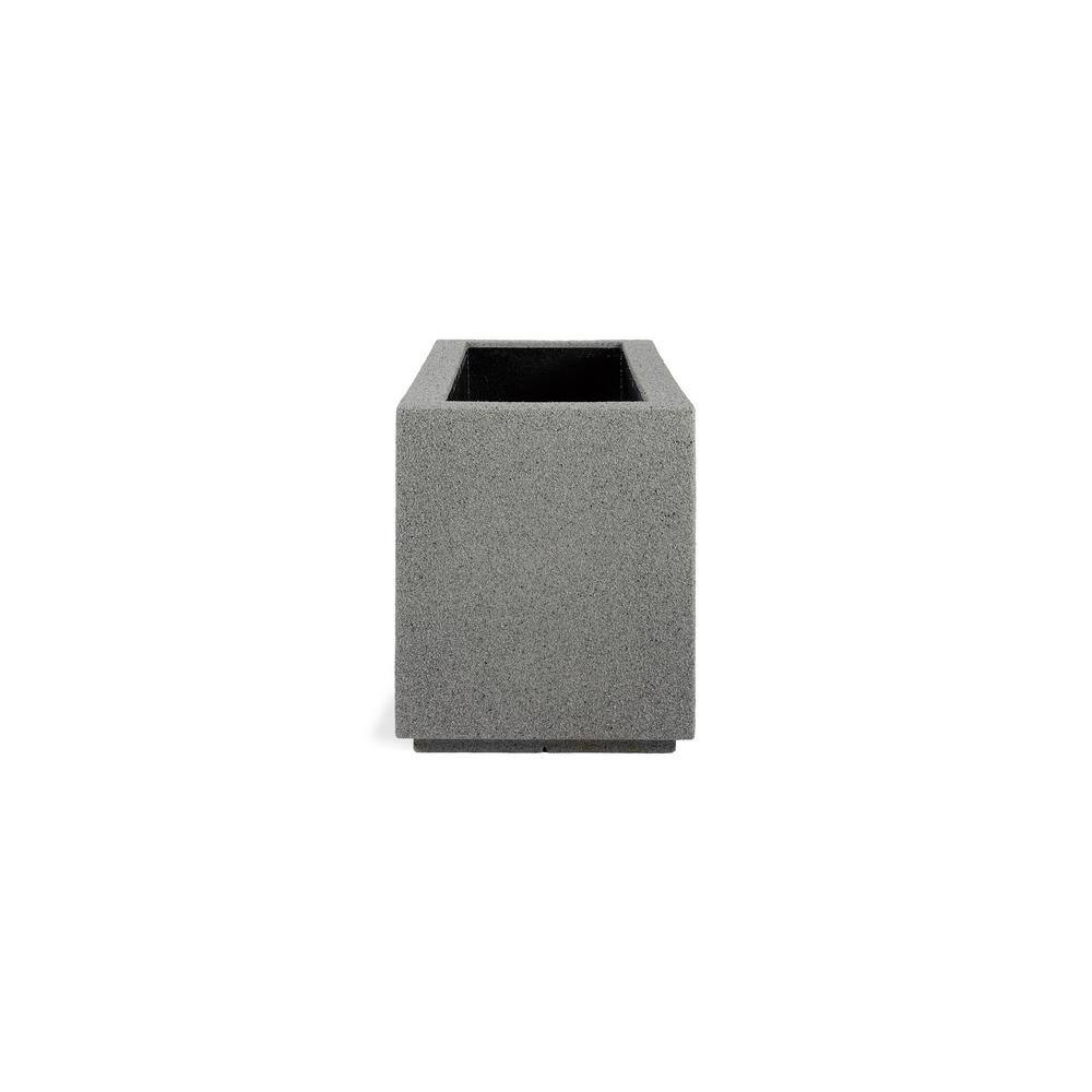 PolyStone Milan Tall Modern Outdoor/Indoor Rectangular Trough Planter, 46" L X 17" W X 19" H, Lightweight, Heavy Duty, Weather Resistant, Polymer Finish, Commercial and Residential (Gray Granite)