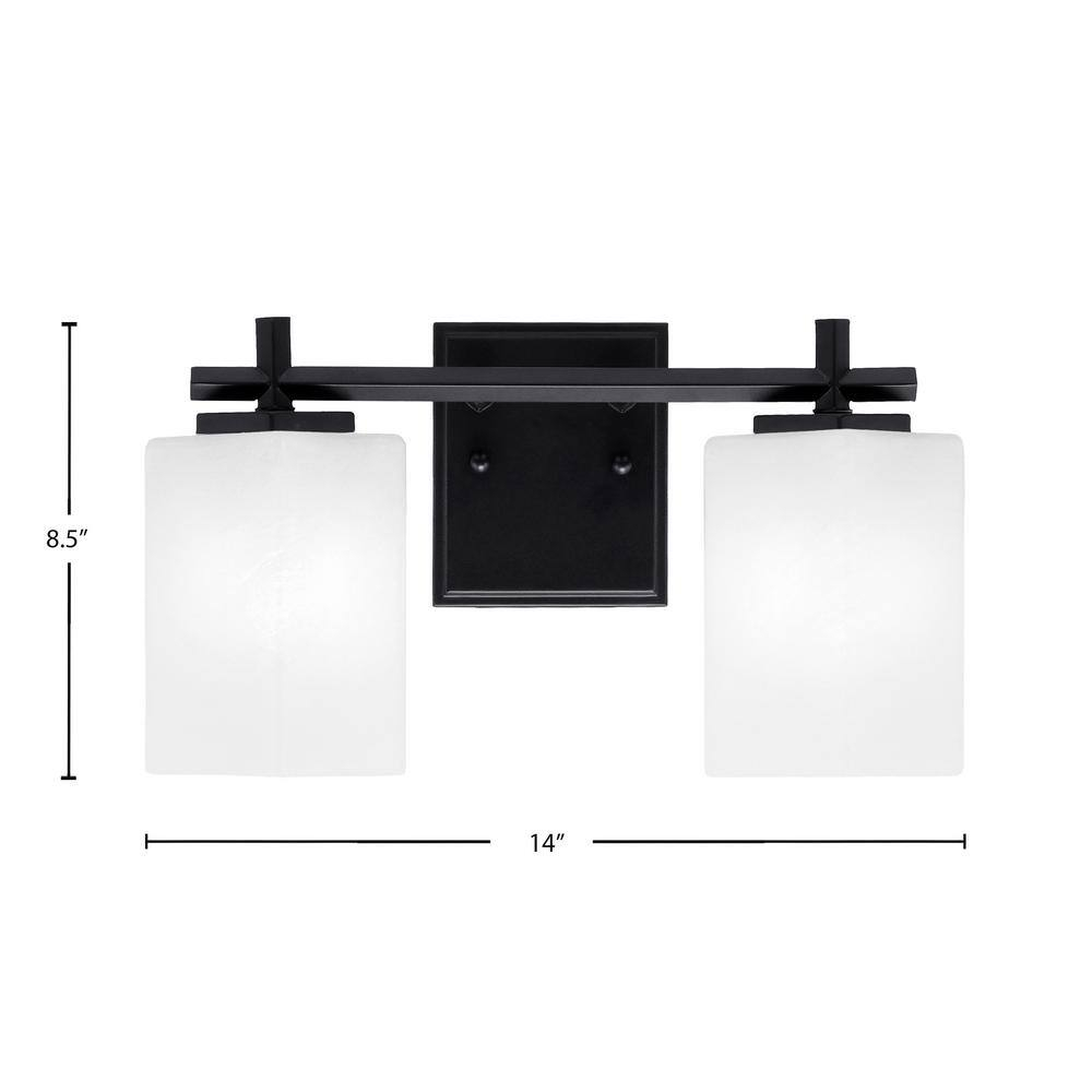 Toltec Lighting Franklin 2 Light Bath Bar With 3.5" Square White Marble Glass