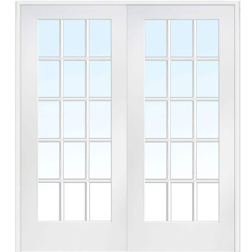 National Door Company, Interior Double Door, MDF, 72" x 84", 15 Lite True Divided, Clear Glass Collection, Both Active
