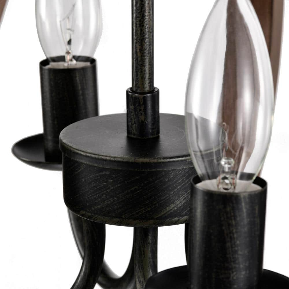 The Lighting Store Adoncia 4-light Brown Natural Wood and Antique Black Metal Chandelier - Brown Natural Wood and Antique Black