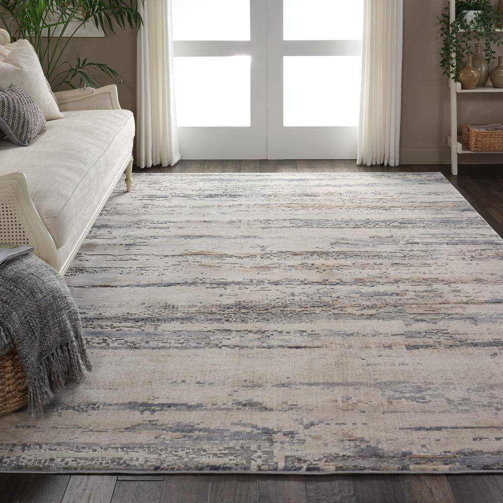 Rustic Textures Beige/Grey 8 ft. x 11 ft. Abstract Contemporary Area Rug