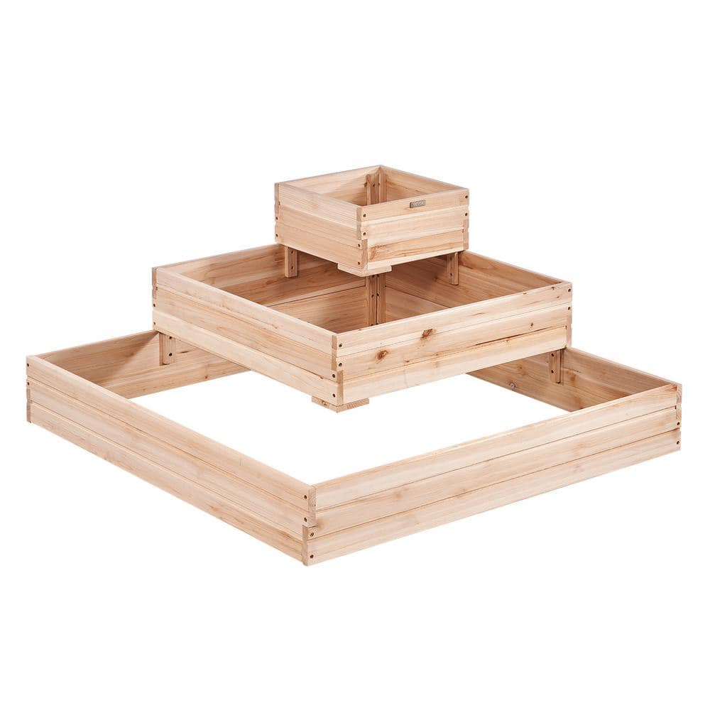 Burlywood Wooden Raised Garden Bed Planter 44.5"x44.5"x20.1"