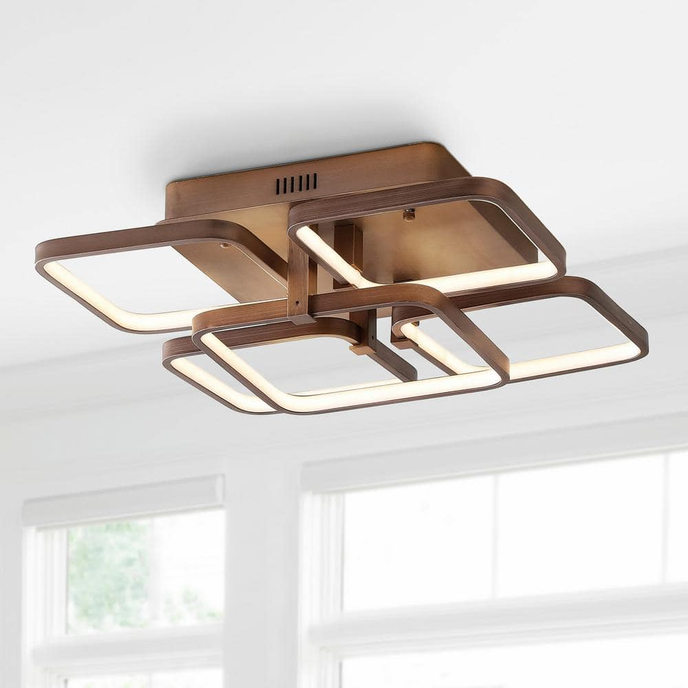 Sebastian 17.5" Integrated LED Metal Flush Mount Ceiling Light, Coffee