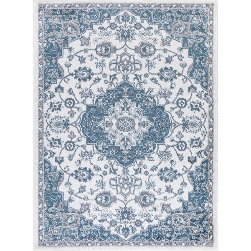 Madison Collection Royal Medallion Ivory 7 ft. 10 in. x 9 ft. 10 in. Area Rug