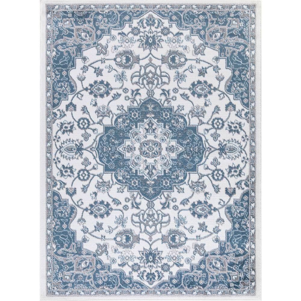 Madison Collection Royal Medallion Ivory 7 ft. 10 in. x 9 ft. 10 in. Area Rug