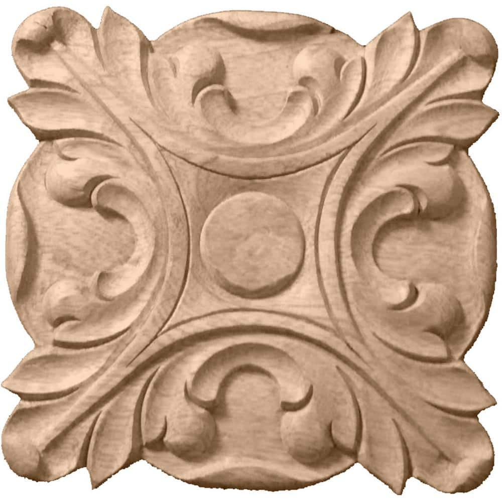 6.5 Inch Unfinished Maple Wood Acanthus Rosette