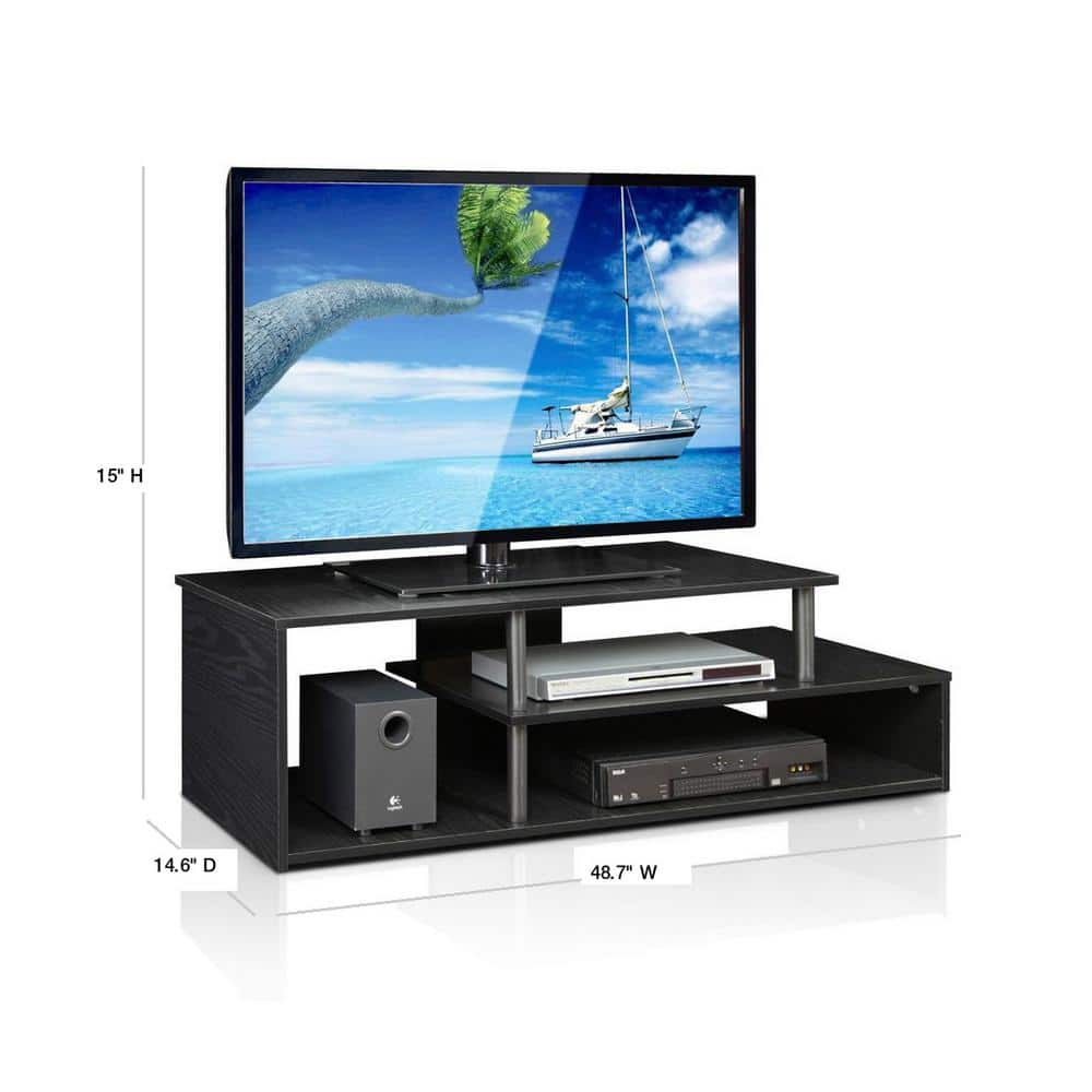 Furinno Econ Low Rise TV Stand, Black/Black