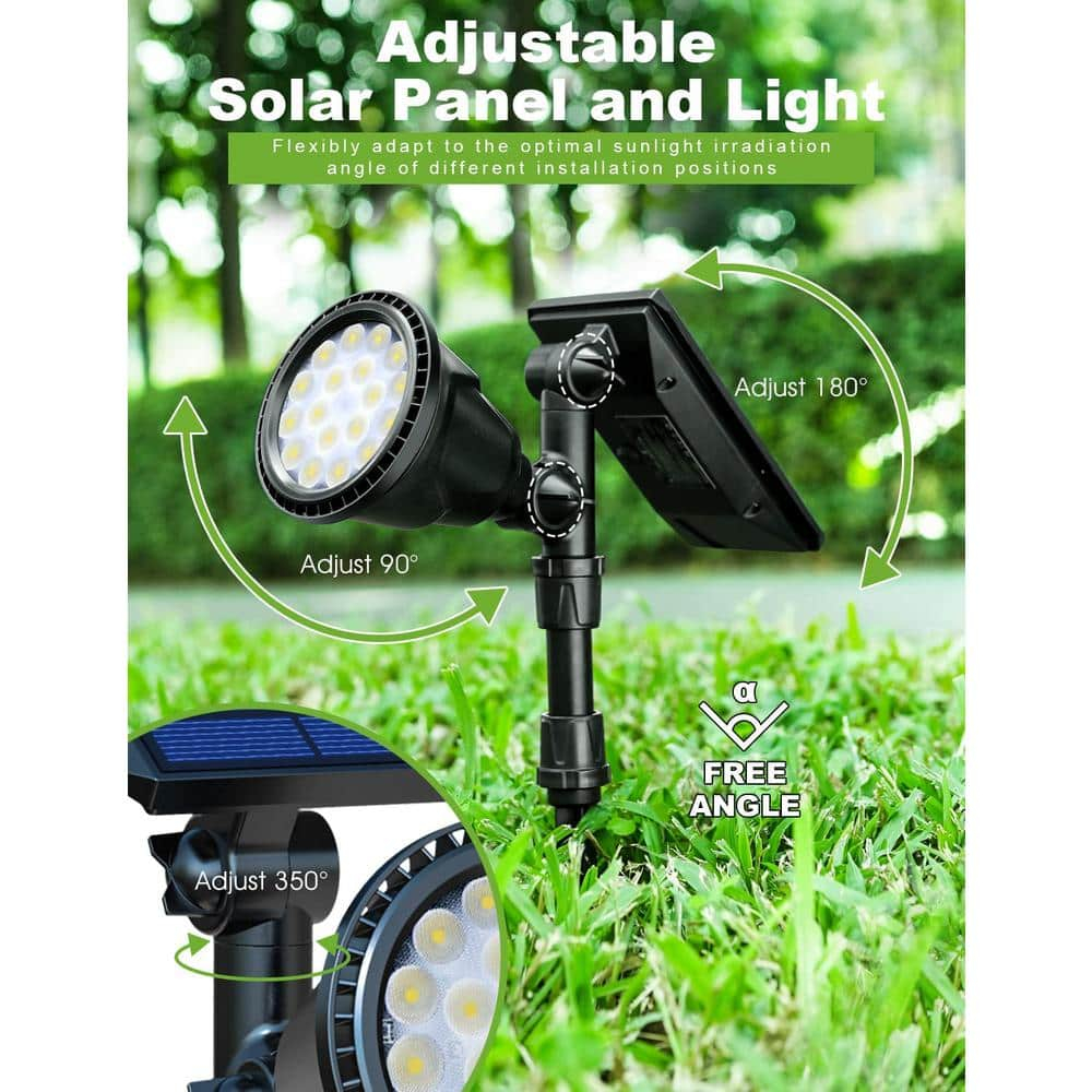 DBF Solar Outdoor Lights, 600LM Solar Spot Lights Outdoor Waterproof, 2-in-1 Adjustable Landscape Spotlights LED Flag Pole Light for Garden Yard Patio Driveway Garage Pool(Cool White, 2 Pack)