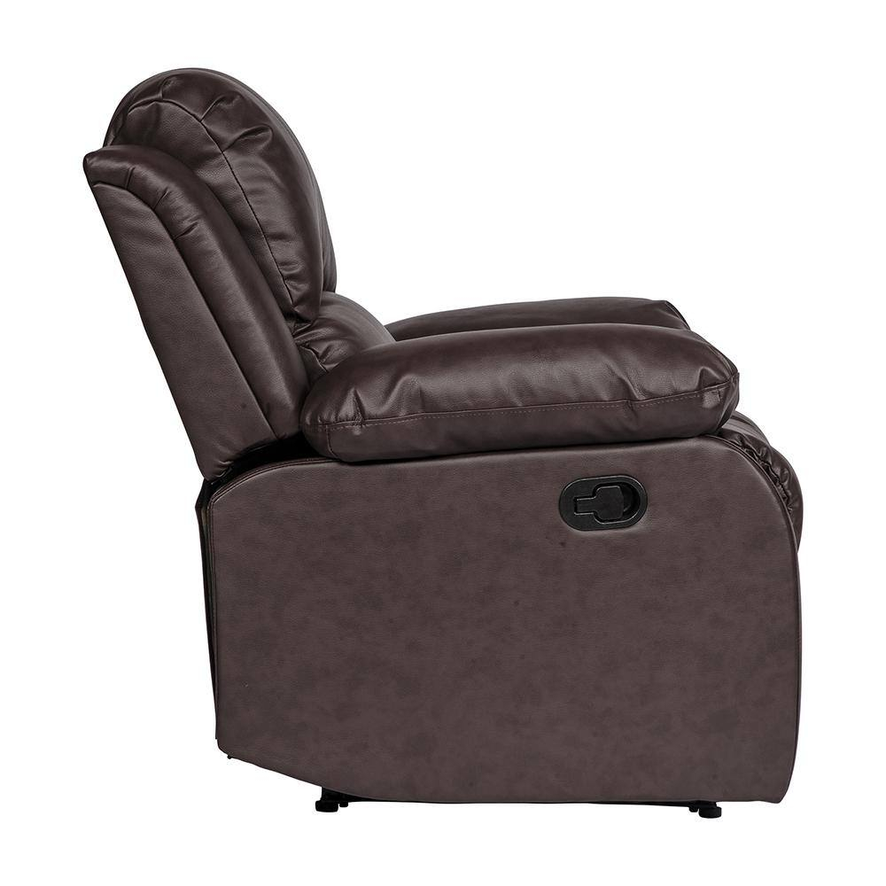 Lexicon Cranley Traditional Faux Leather Reclining Chair in Brown