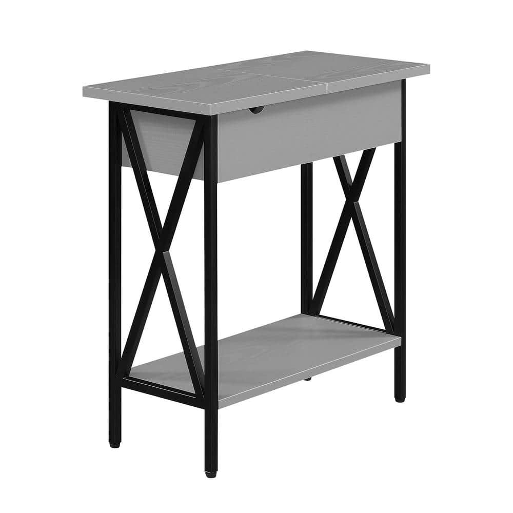 Convenience Concepts Tucson Flip Top End Table with Charging Station and Shelf, Multiple Finishes
