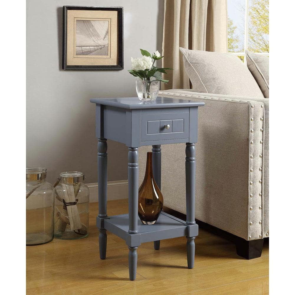 Gray Rectangular Wood Accent Table with Storage