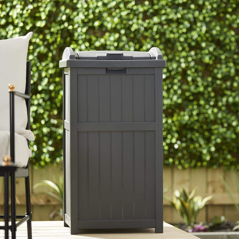33 Gallon Gray Resin Outdoor Patio Trash Can
