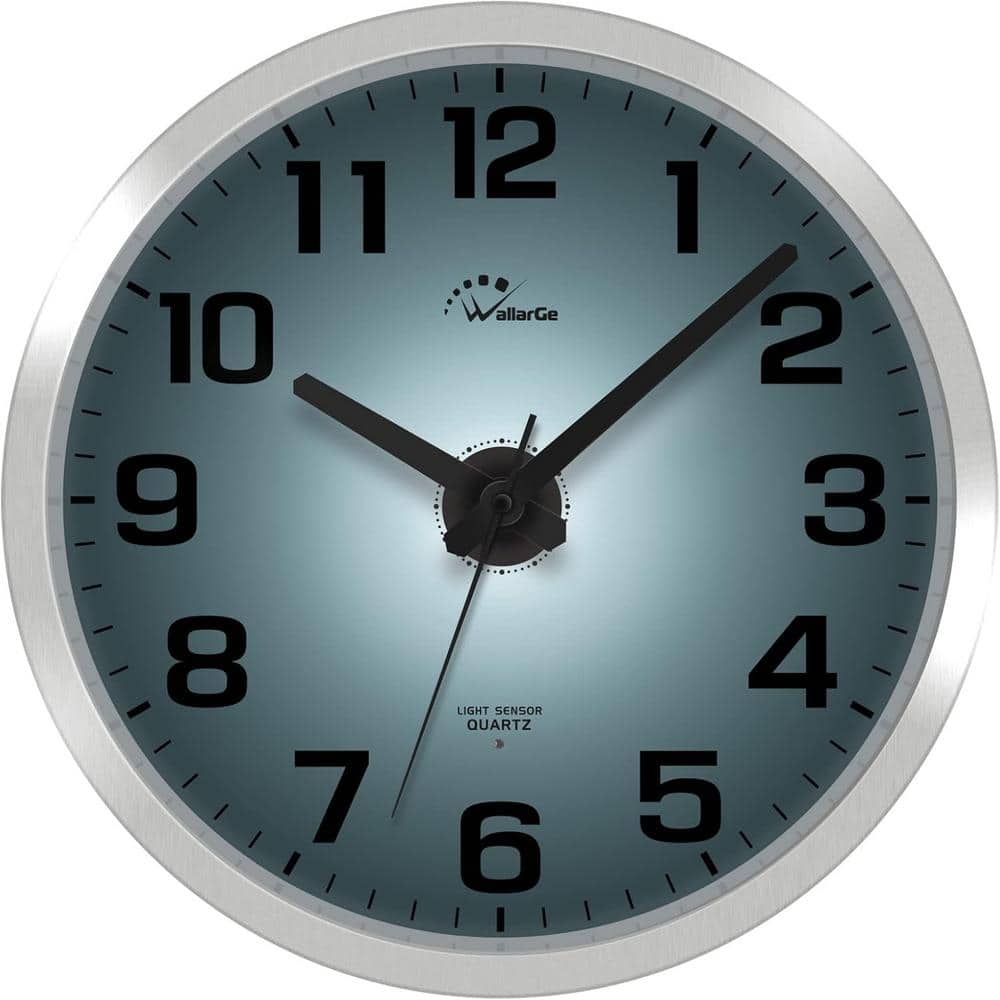 WallarGe Night Light Wall Clock for Bedroom - Silent Lighted up Wall Clock Glow in The Dark, Battery Operated Wall Clocks for Living Room/Kitchen, Easy to Read Large Digital Display, 12 Inch
