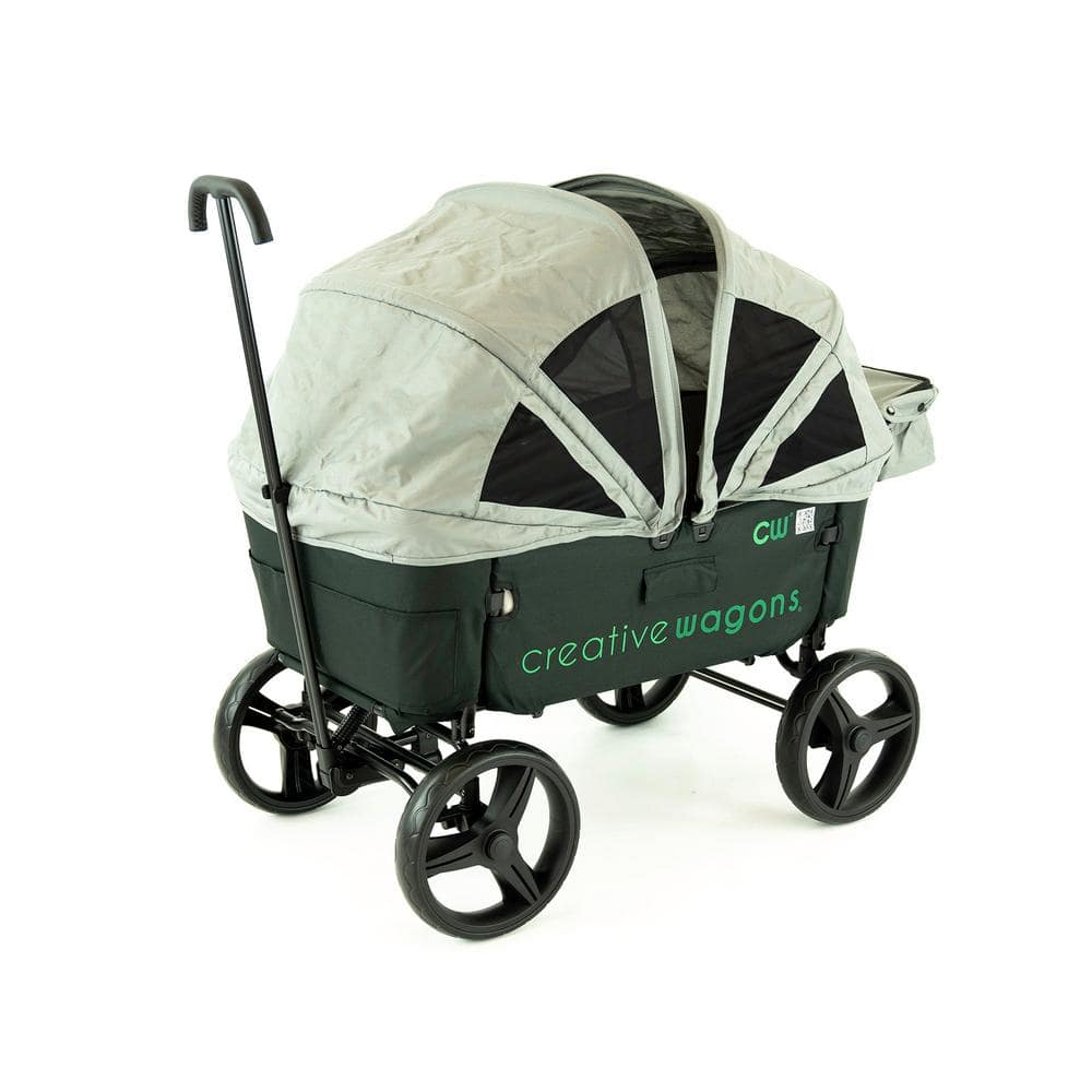 Creative Outdoor Stroller Wagon with Canopy for Kids Push Pull Folding Wagon, Black