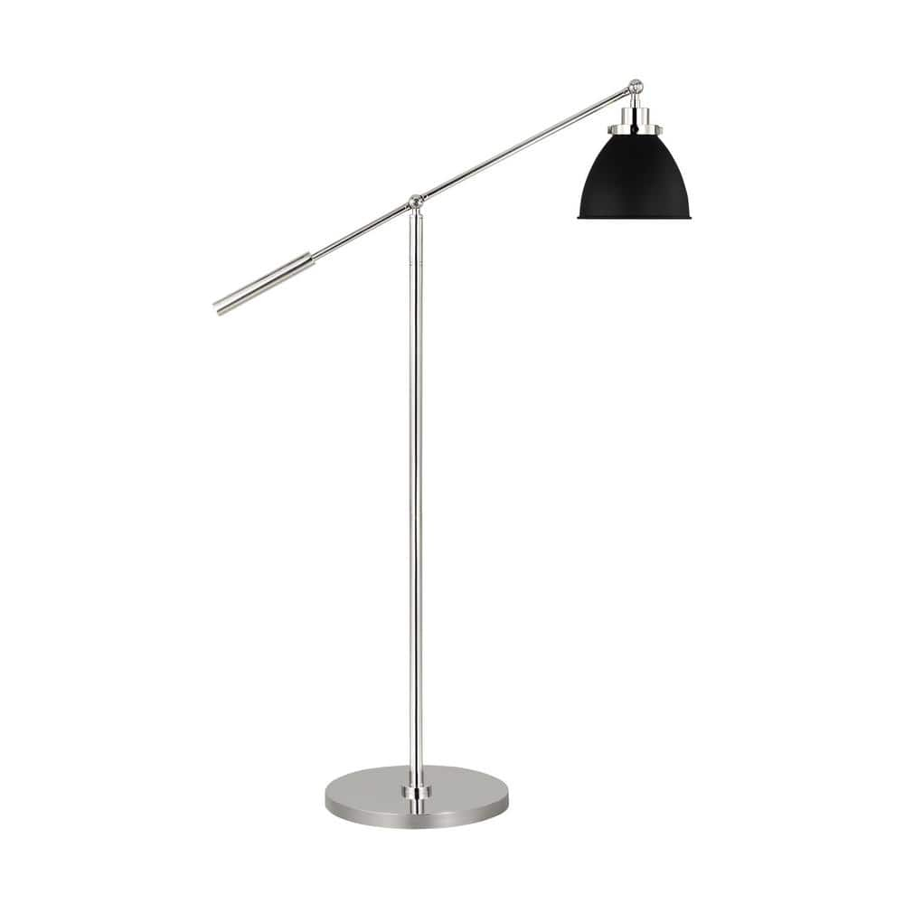 Wellfleet 46'' Adjustable Dome Floor Lamp Set in Polished Nickel