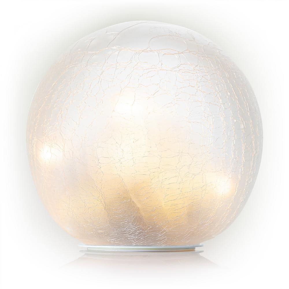 Alpine Corporation 7" Textured Glass Light-Up Gazing Globe, White