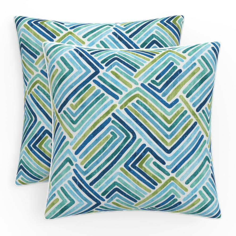 Geometric 18.5 in W x 5 in H Outdoor Large Throw Pillows 2-Count in Estie Ocean