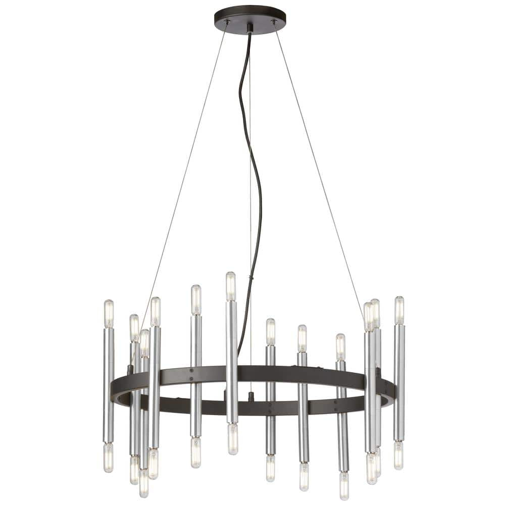 Dainolite - Derry - 24 Light Chandelier-Matte Black/Polished Chrome