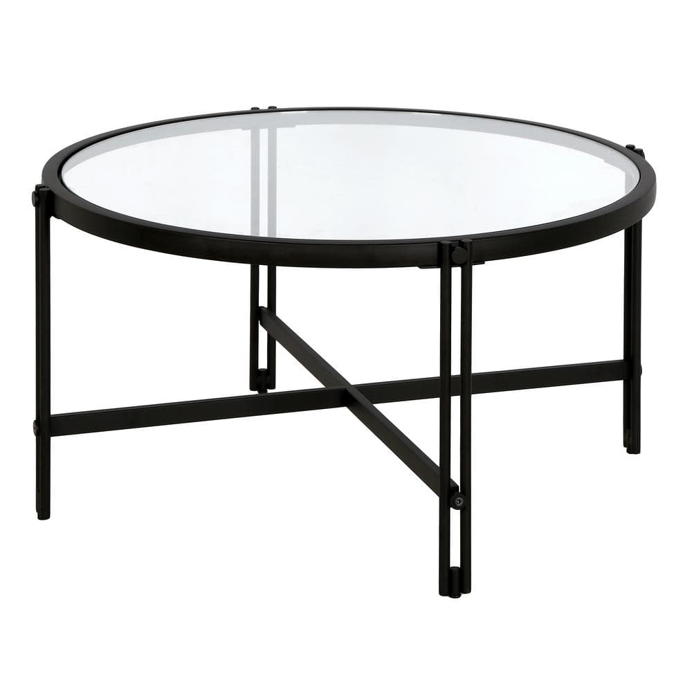Evelyn&Zoe,ez 32" Wide Round Coffee Table, Blackened Bronze